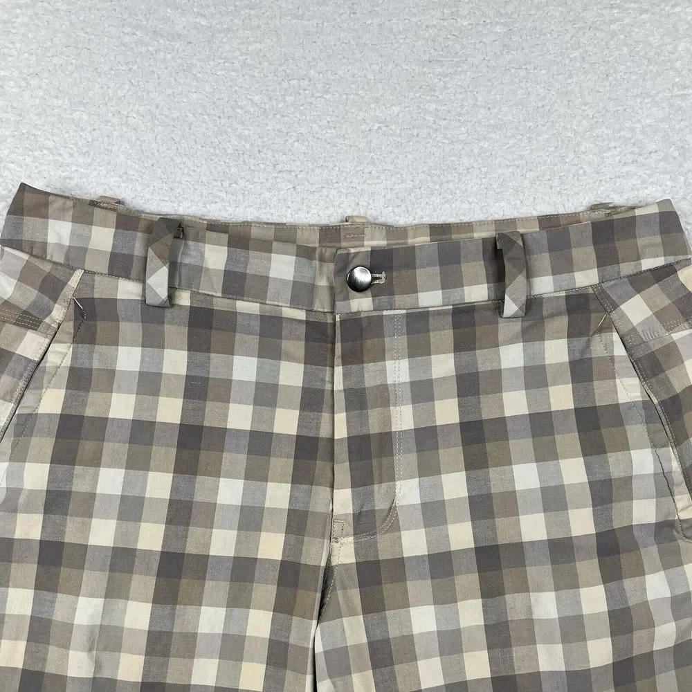 Lululemon Shorts Mens 36 Beige Plaid Chino Golf Performance‎ Casual Outdoors